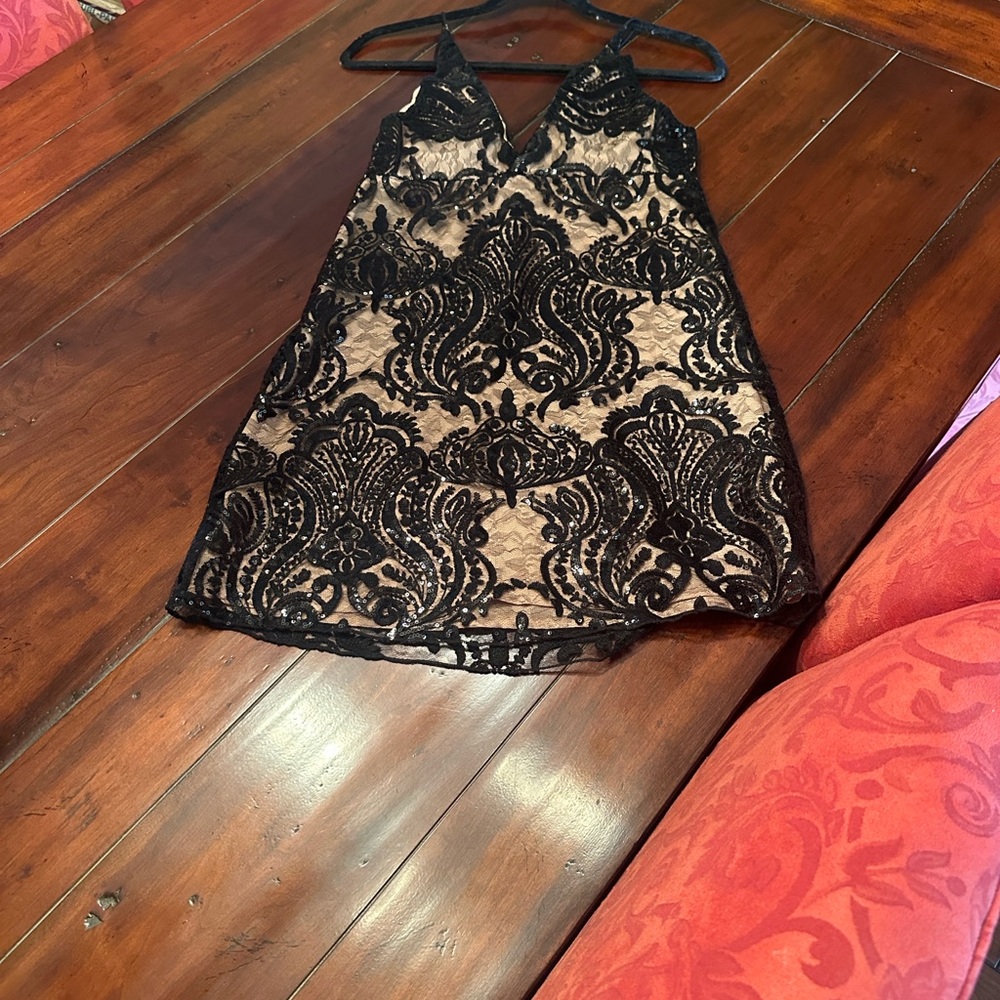 Free People Black Sequin Lace Dress
